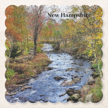 New Hampshire Autumn River Paper Coaster by RenderlyYours at Zazzle