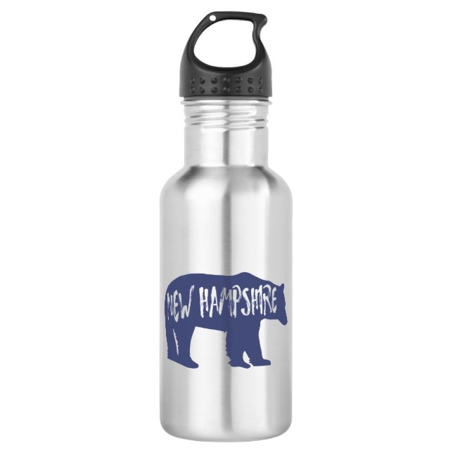 New Hampshire Bear Stainless Steel Water Bottle (Front)