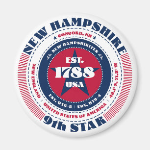 New Hampshire Circle Typography Souvenir Magnet