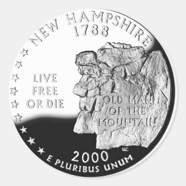 New Hampshire Classic Round Sticker (Front)