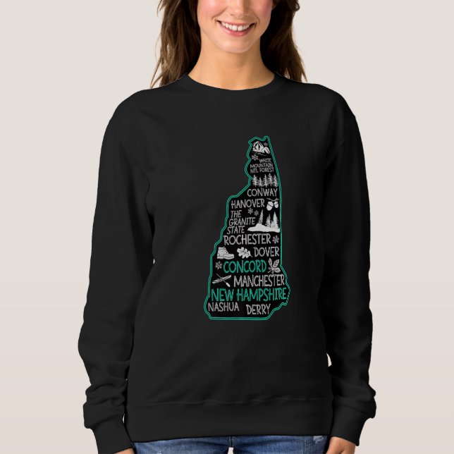 New Hampshire Concord cute map Conway Dover Nashua Sweatshirt (Front)