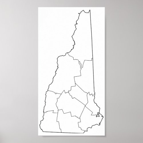 New Hampshire Counties Blank Outline Map Poster