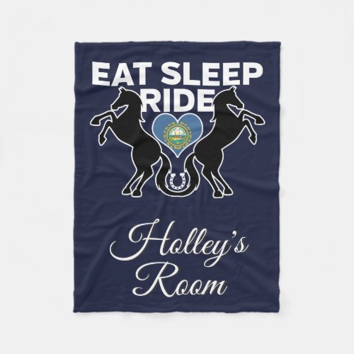 New Hampshire Eat Sleep Ride Horse Personalized Fleece Blanket