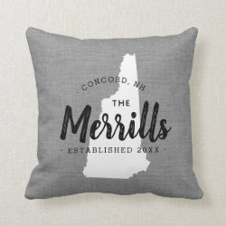 New Hampshire Family Monogram State Throw Pillow