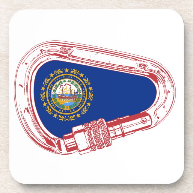 New Hampshire Flag Climbing Carabiner Beverage Coaster (Front)