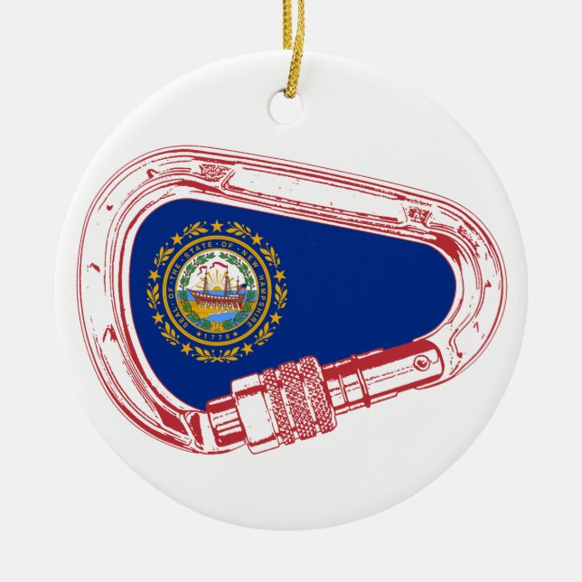 New Hampshire Flag Climbing Carabiner Ceramic Ornament (Front)