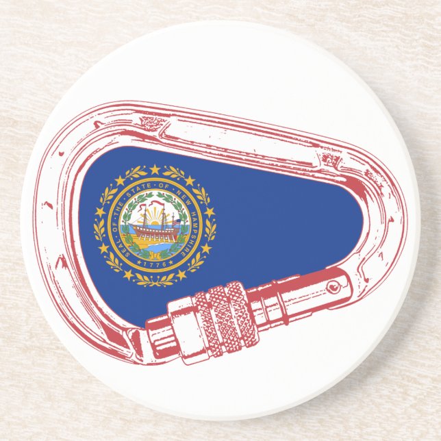 New Hampshire Flag Climbing Carabiner Drink Coaster (Front)