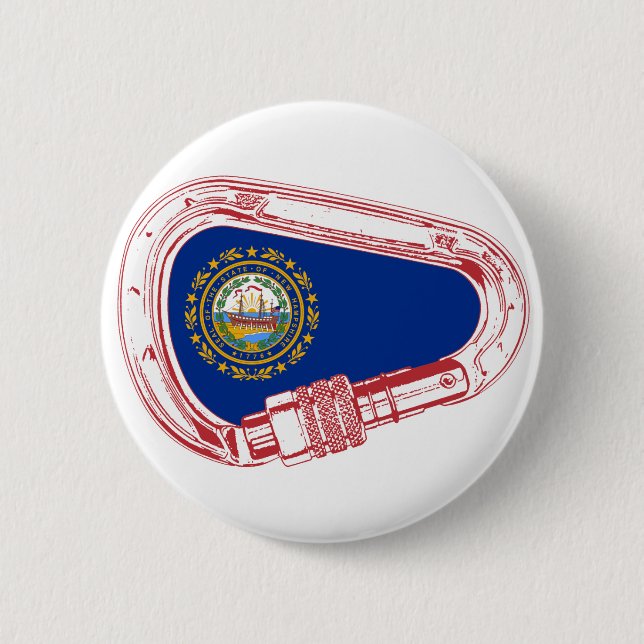 New Hampshire Flag Climbing Carabiner Pinback Button (Front)