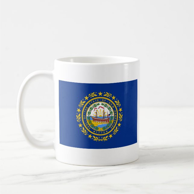 New Hampshire Flag + Map Mug (Left)