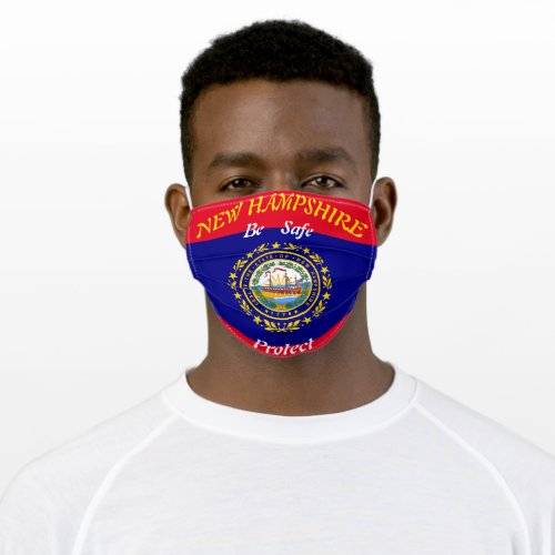 New Hampshire Flag Red Blue Adult Cloth Face Mask