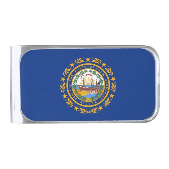 New Hampshire Flag Silver Finish Money Clip (Front)
