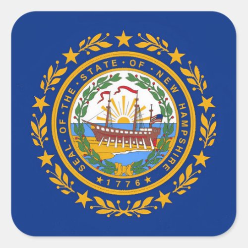 New Hampshire Flag Square Sticker