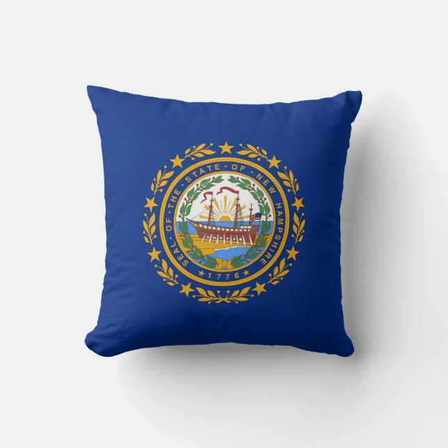 New Hampshire Flag Throw Pillow (Front)