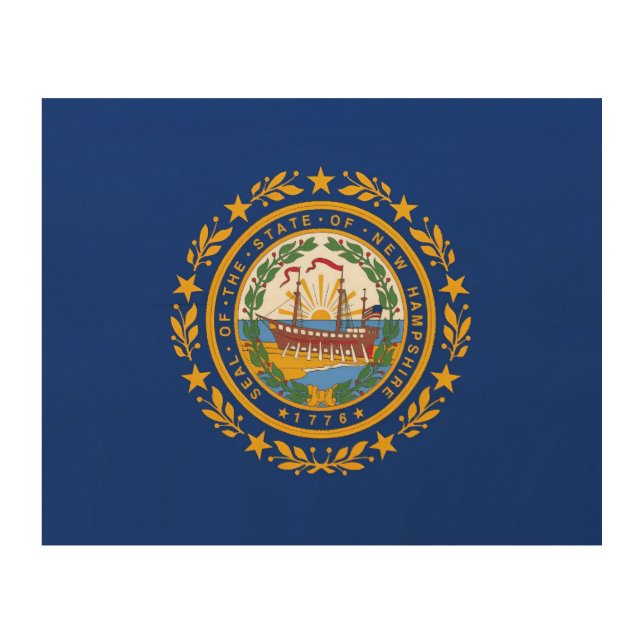 New Hampshire Flag Wood Wall Art (Front)