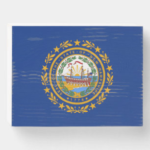 New Hampshire Flag Wooden Box Sign