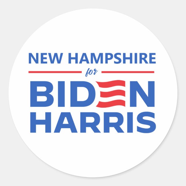 New Hampshire for Biden Harris Classic Round Sticker (Front)