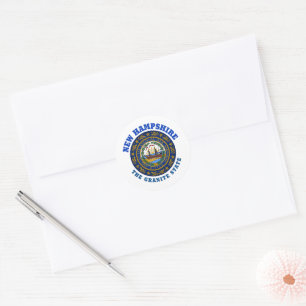 NEW HAMPSHIRE GRANITE STATE FLAG CLASSIC ROUND STICKER