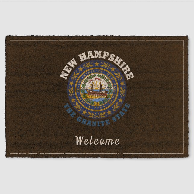 NEW HAMPSHIRE GRANITE STATE FLAG FIBER DOORMAT (Front)
