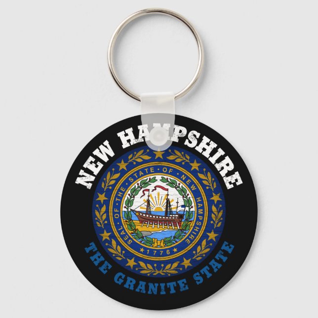 NEW HAMPSHIRE GRANITE STATE FLAG KEYCHAIN (Front)