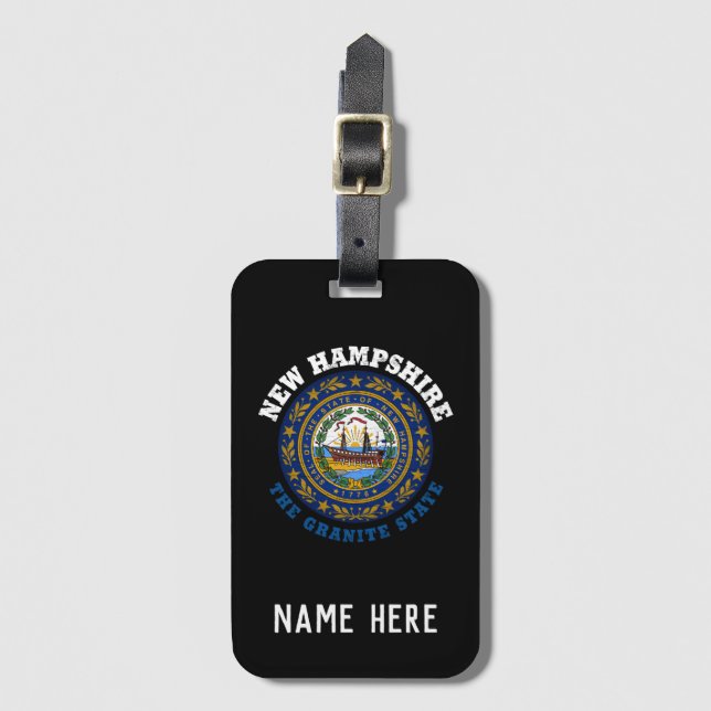NEW HAMPSHIRE GRANITE STATE FLAG LUGGAGE TAG (Front Vertical)