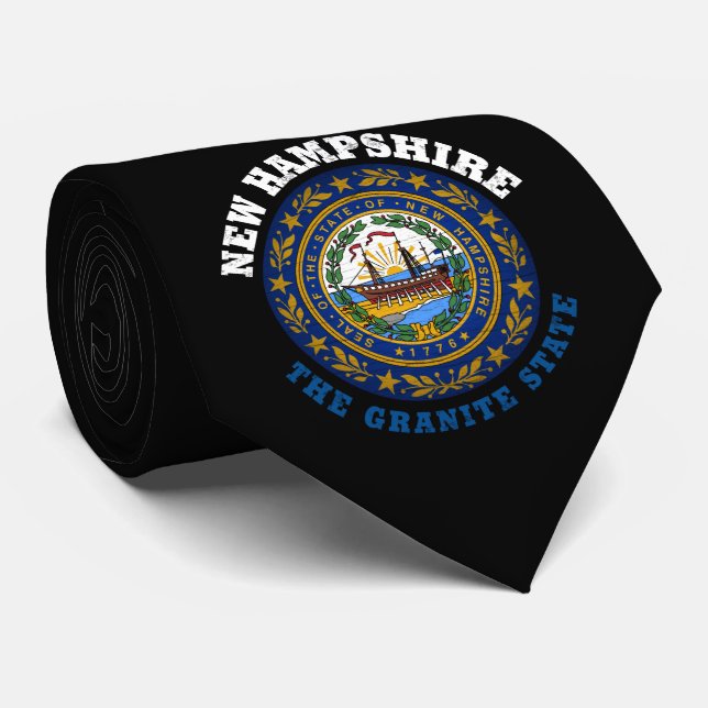 NEW HAMPSHIRE GRANITE STATE FLAG NECK TIE (Rolled)
