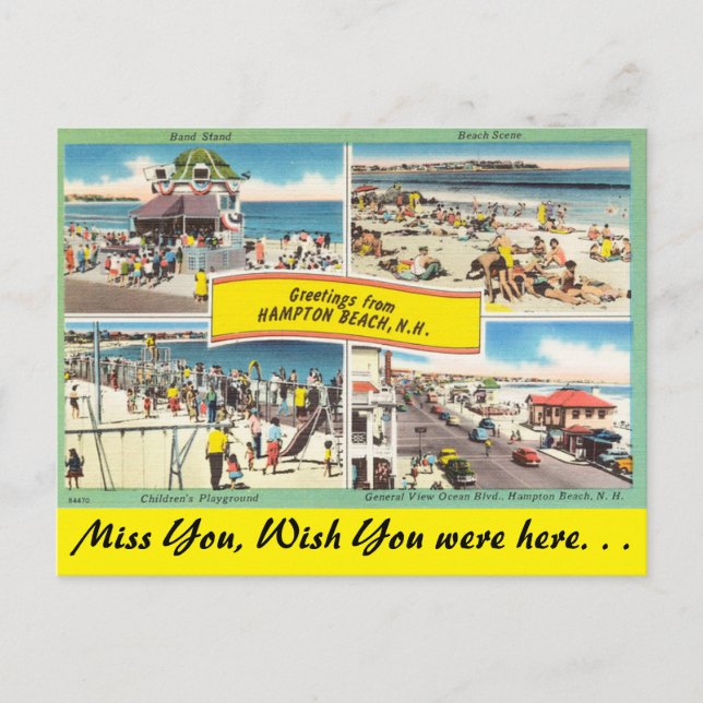 New Hampshire, Greetings form Hampton Beach Postcard (Front)