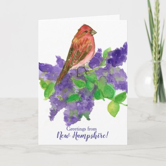New Hampshire Greetings Purple Finch Lilacs Card (Front)