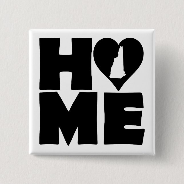 New Hampshire Home Heart State Button Badge Pin (Front)