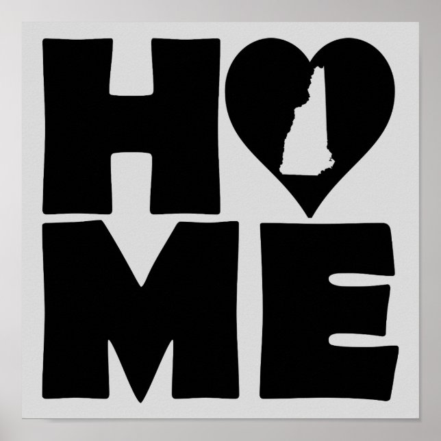 New Hampshire Home Heart State Poster Sign (Front)