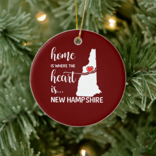 New Hampshire home is where the heart is Ceramic Ornament