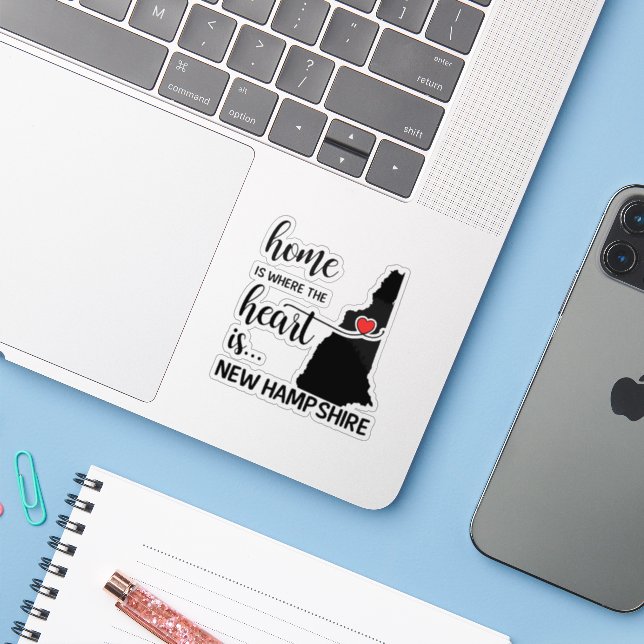 New Hampshire home is where the heart is Sticker (Laptop w/ iPhone)