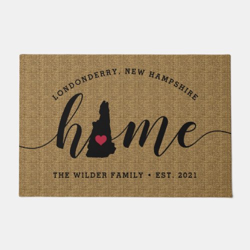 New Hampshire Home State Personalized Doormat