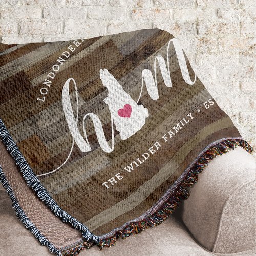 New Hampshire Home State Personalized Wood Look Throw Blanket