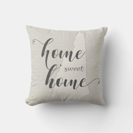 New Hampshire - Home Sweet Home Burlap-look Throw Pillow