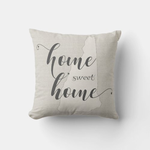 New Hampshire _ Home Sweet Home burlap_look Throw Pillow