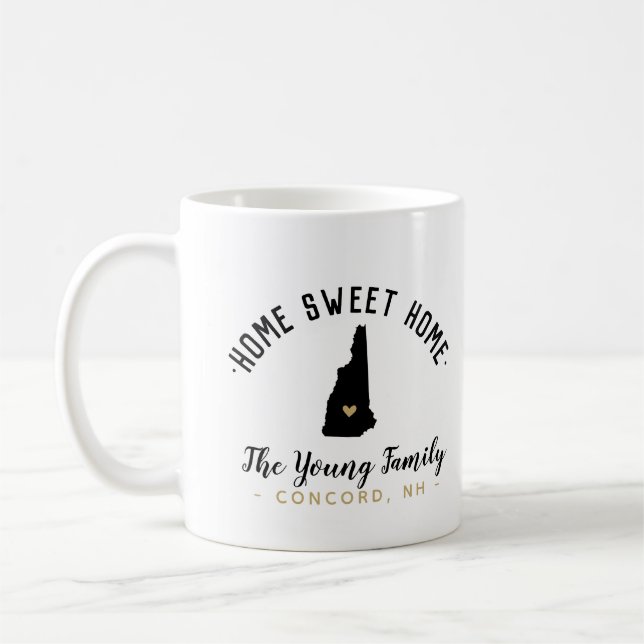 New Hampshire Home Sweet Home Family Monogram Mug (Left)