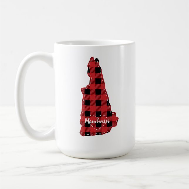 New Hampshire Hometown State Plaid Christmas Coffee Mug (Left)