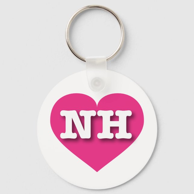 New Hampshire Hot Pink Heart - I love NH Keychain (Front)