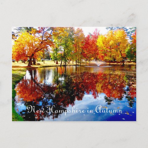 New Hampshire in Autumn_on the pond postcard