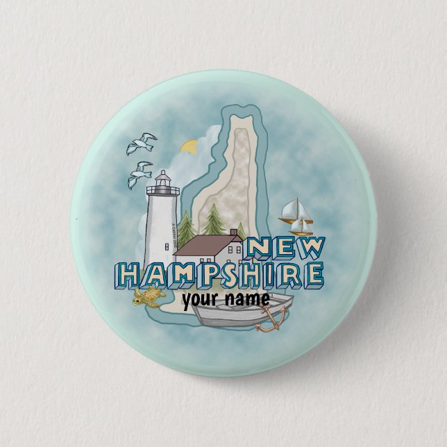 New Hampshire Lighthouse   pin button (Front)