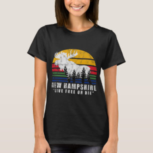 New Hampshire Live Or Die Vintage Moose Forest T-Shirt
