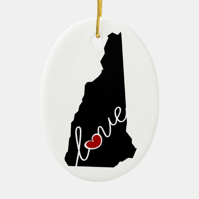 New Hampshire Love!  Gifts for NH Lovers Ceramic Ornament (Front)