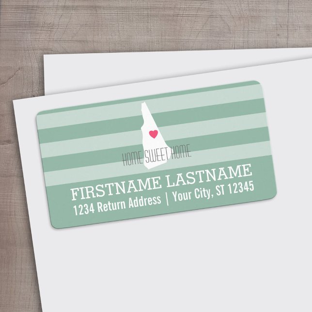 New Hampshire Map Home State Love - Custom Heart Label (Custom Address Label)