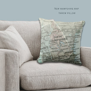 New Hampshire Map Personalized Granite State Throw Pillow