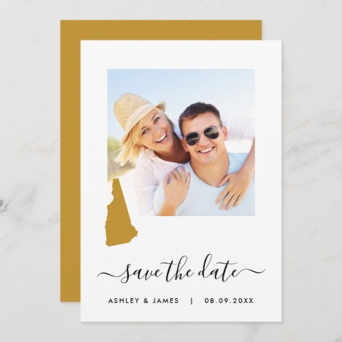 New Hampshire Map Photo Wedding Save the Date Card