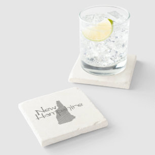 New Hampshire Map Shaped Vintage Gray Chalkboard Stone Coaster