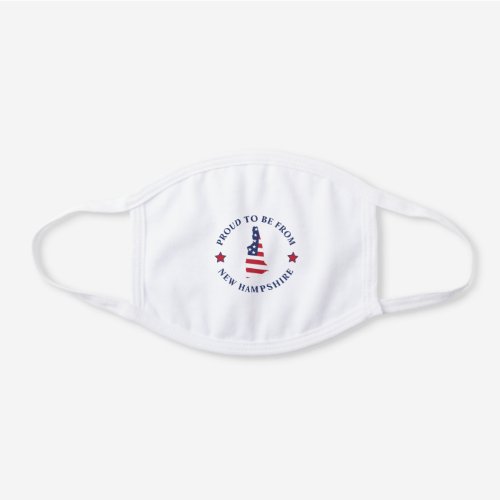New Hampshire Map State Red White Blue Flag White Cotton Face Mask