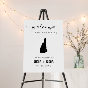 New Hampshire Map Wedding Welcome Sign, Foam Board