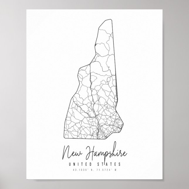 New Hampshire Minimal Street Map Poster (Front)