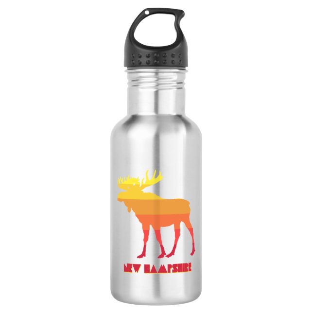 New Hampshire Moose Stainless Steel Water Bottle (Front)